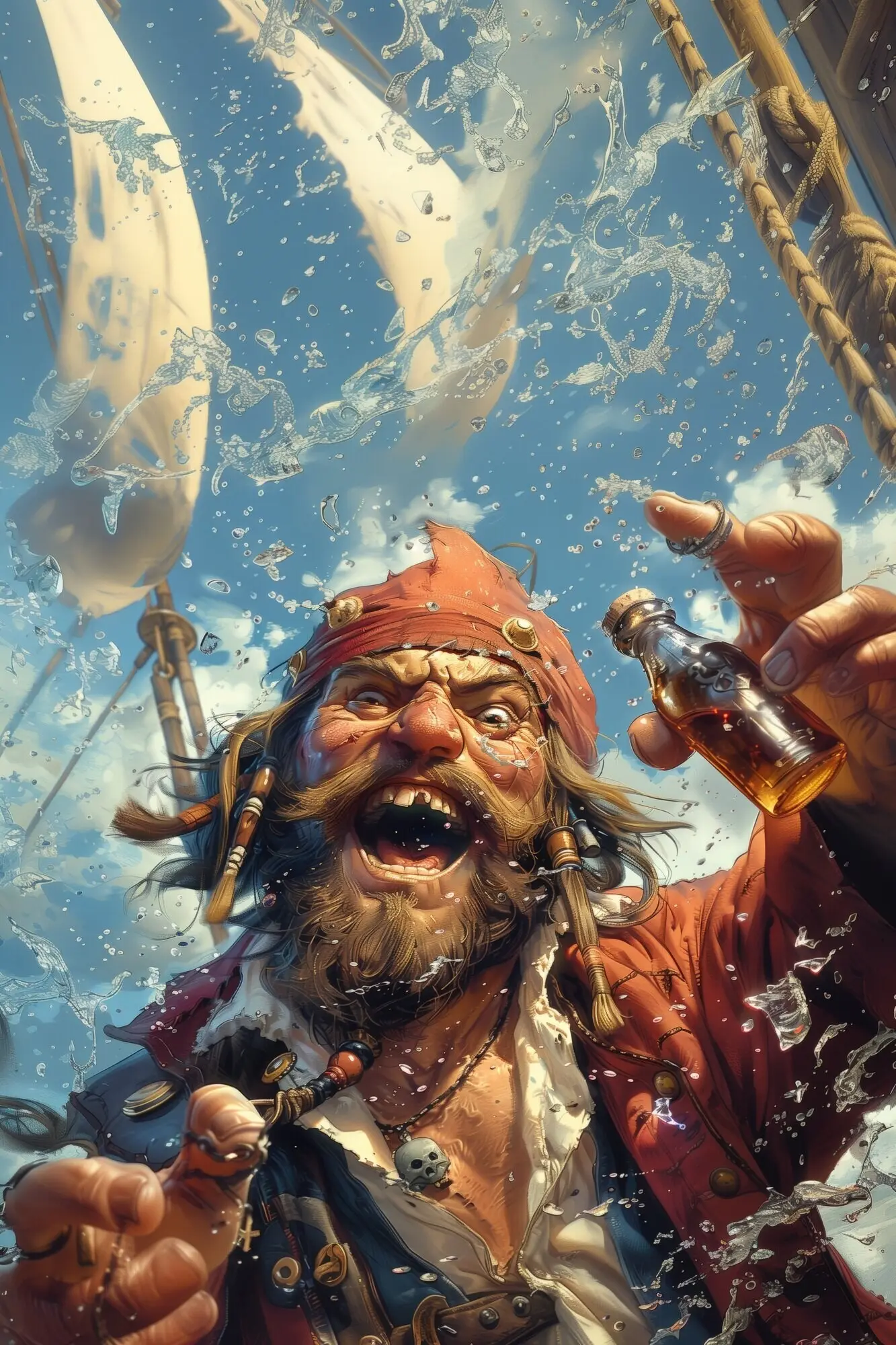 Charakterporträt eines Piraten im digitalen Kunststil