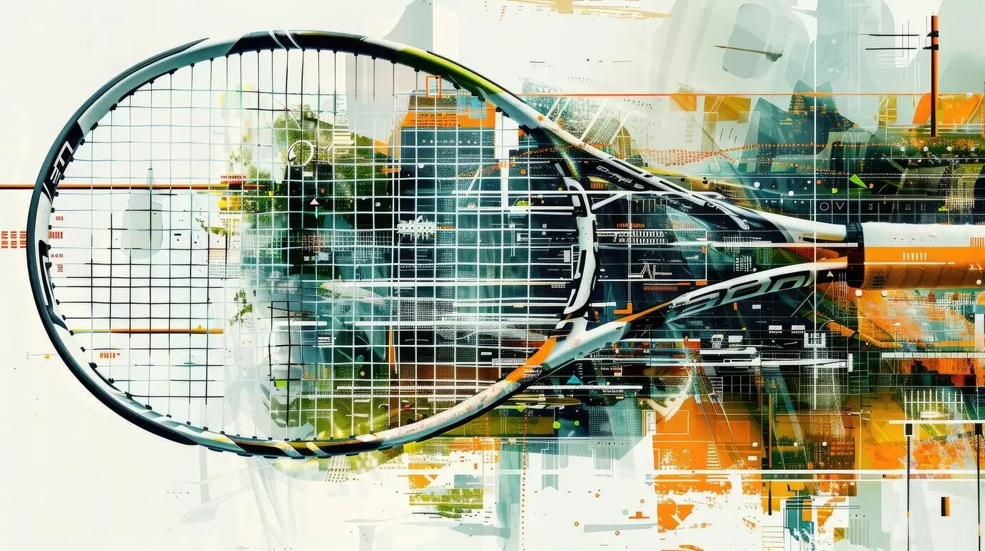 Ansicht eines Tennisschlägers mit digitalem Kunsteffekt