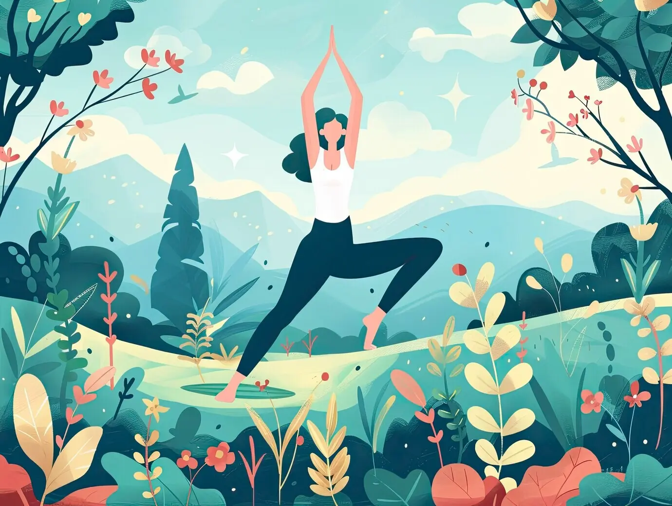 Yoga-Illustration im Stil digitaler Kunst